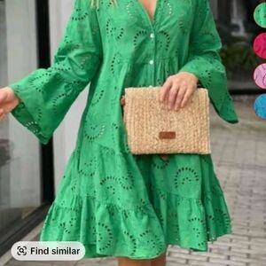 Green Eyelet Dress